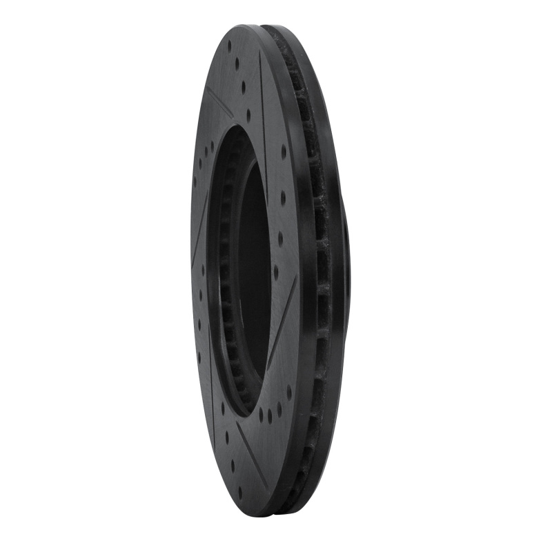 Mazda Miata Brake Rotor (1) - Front Left - R1 Concepts - Drilled & Slotted - Black - `01-`05